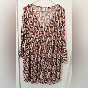 Emerald Women’s Dress Brown and Orange Casual Dress 1X Plus